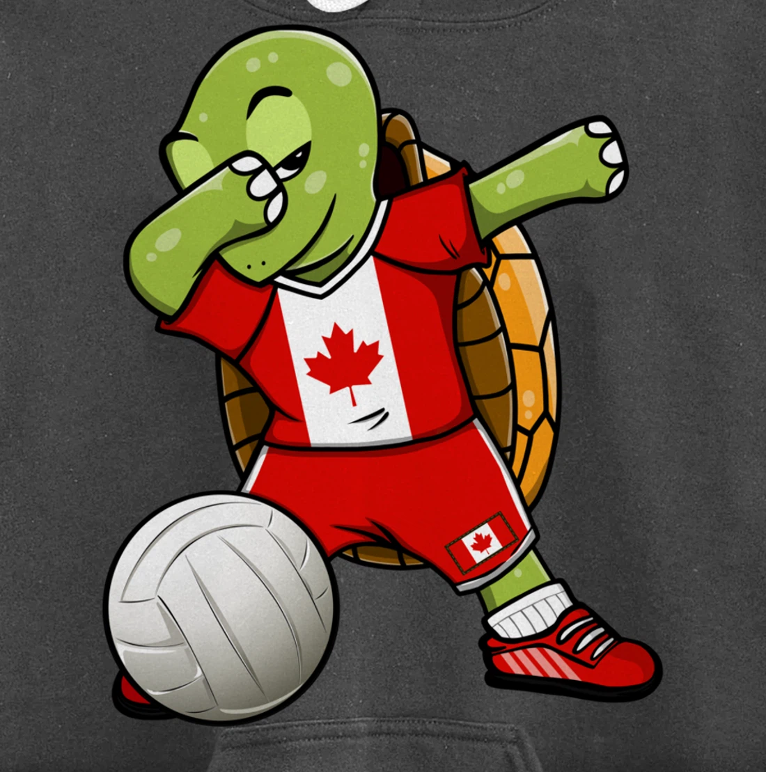 Dabbing Turtle Canada Volleyball Fans Jersey Canadian Flag Pullover Hoodie