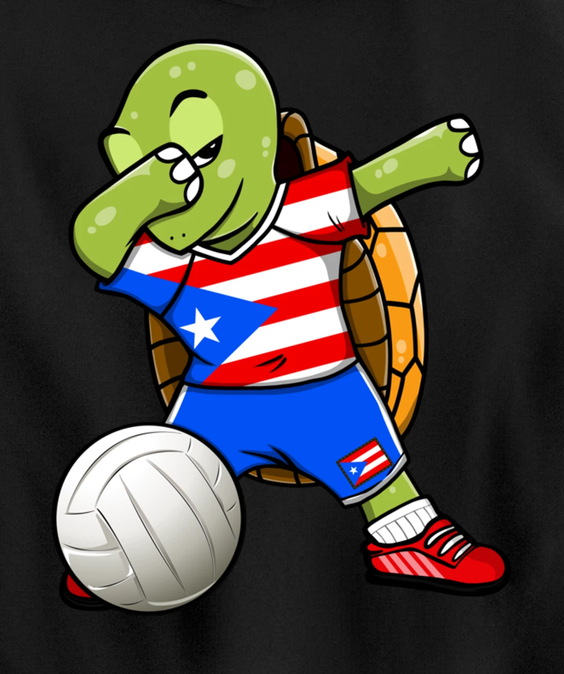 Dabbing Turtle Puerto Rico Volleyball Fans Jersey Sport Flag Pullover Hoodie