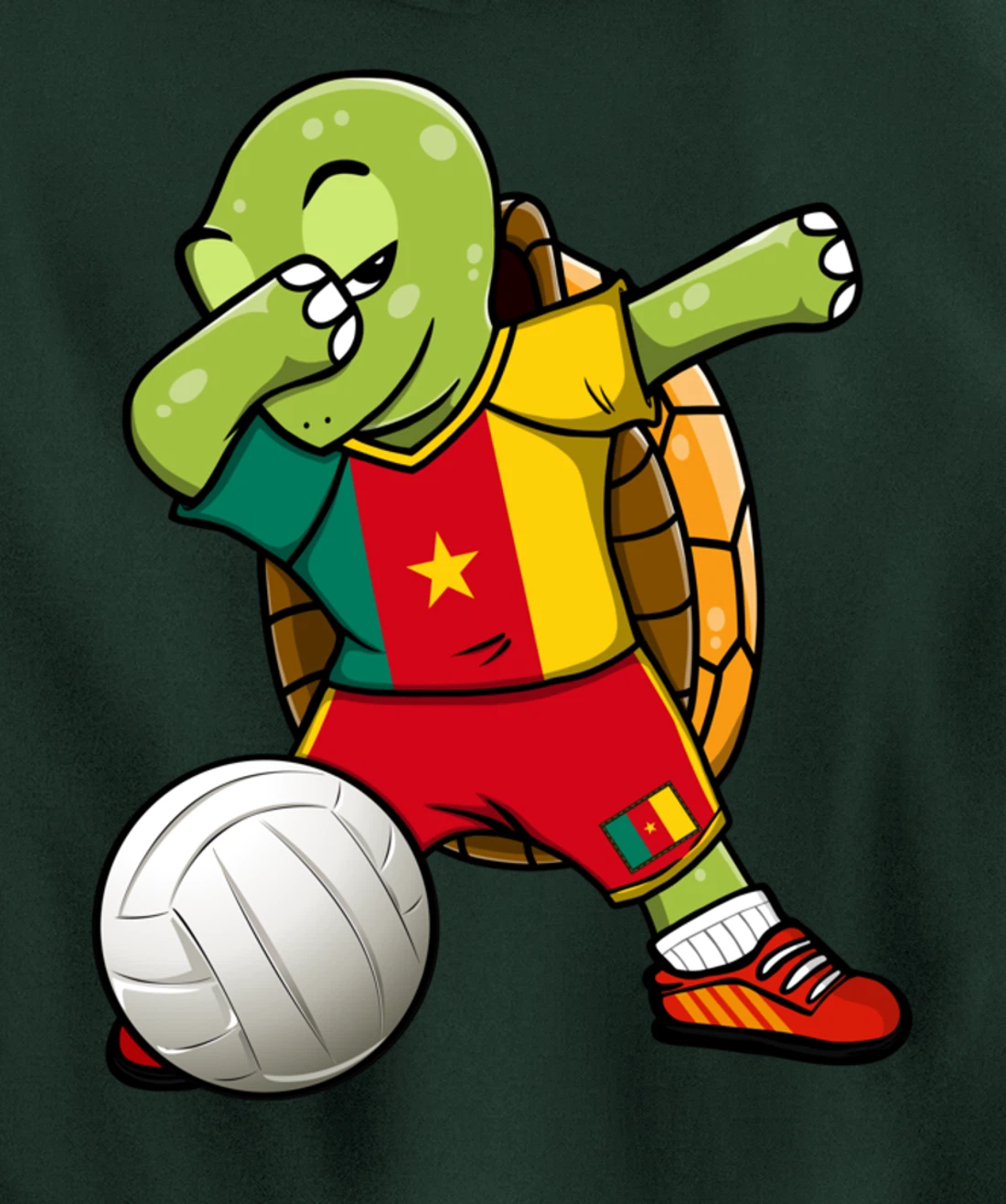 Dabbing Turtle Cameroon Volleyball Fans Jersey Sport Flag Pullover Hoodie