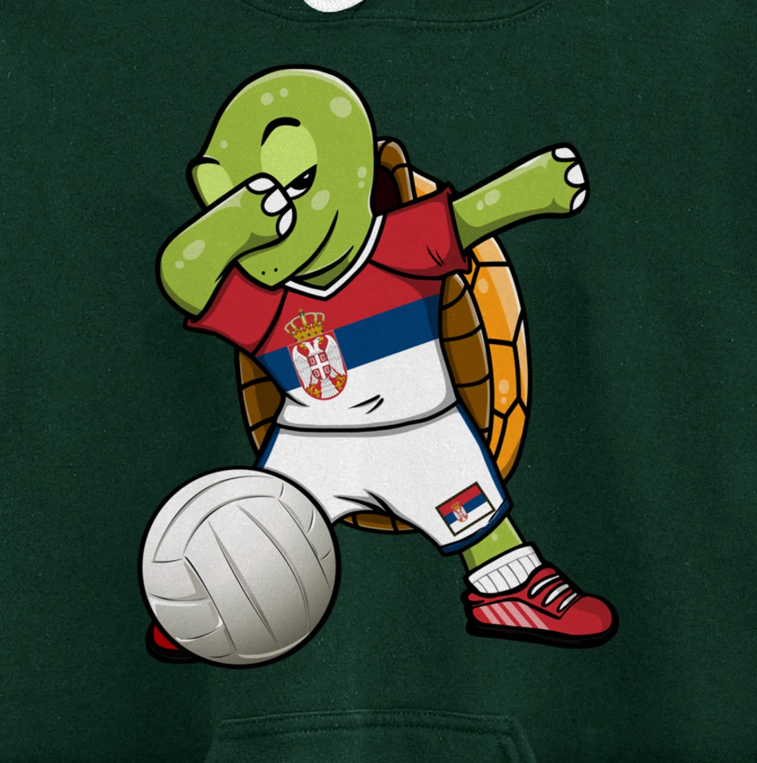 Dabbing Turtle Serbia Volleyball Fans Jersey Serbian Flag Pullover Hoodie