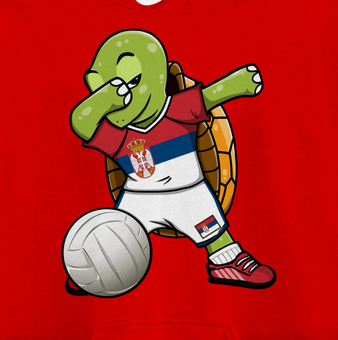 Dabbing Turtle Serbia Volleyball Fans Jersey Serbian Flag Pullover Hoodie