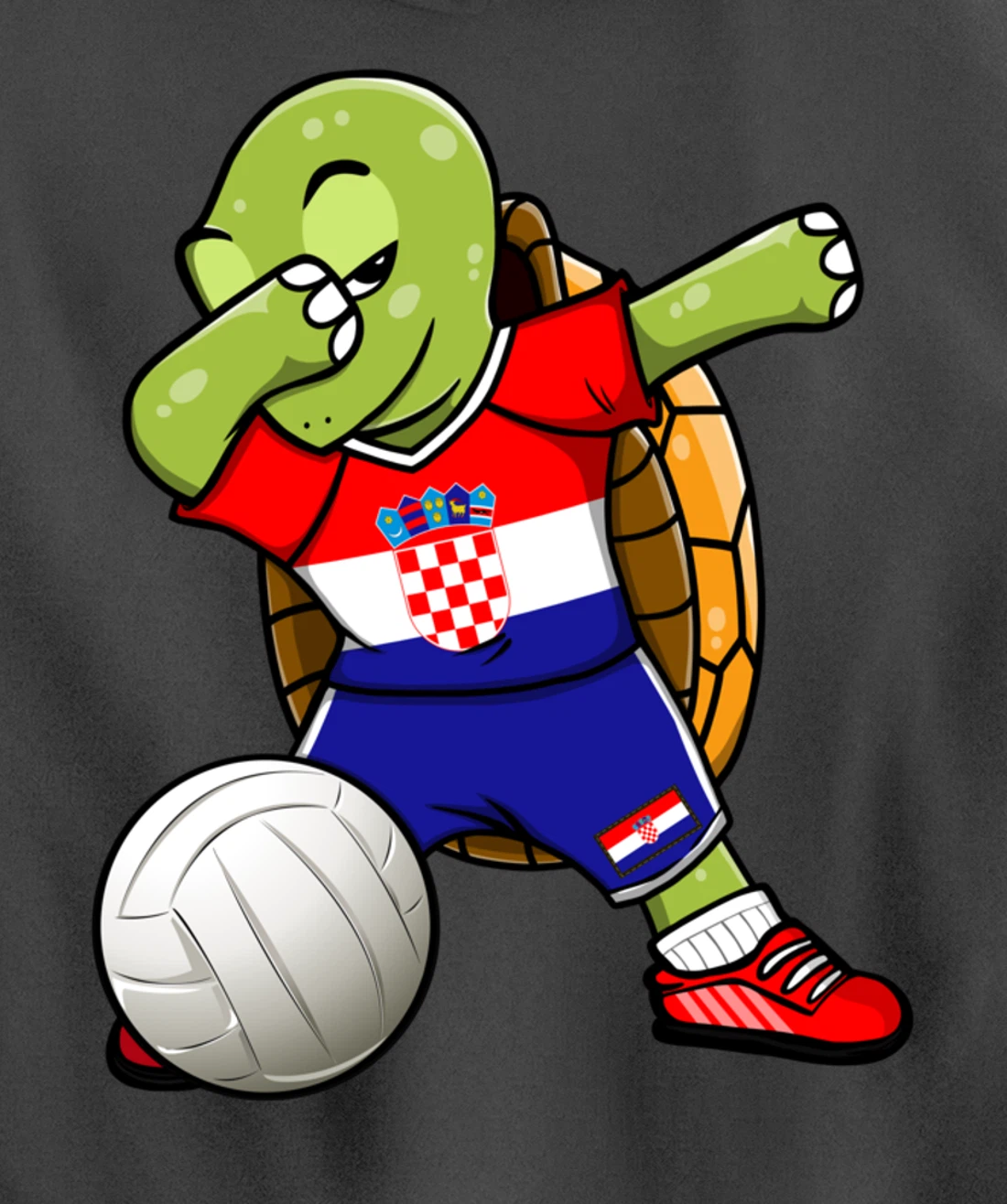 Dabbing Turtle Croatia Volleyball Fans Jersey Croatian Flag Pullover Hoodie