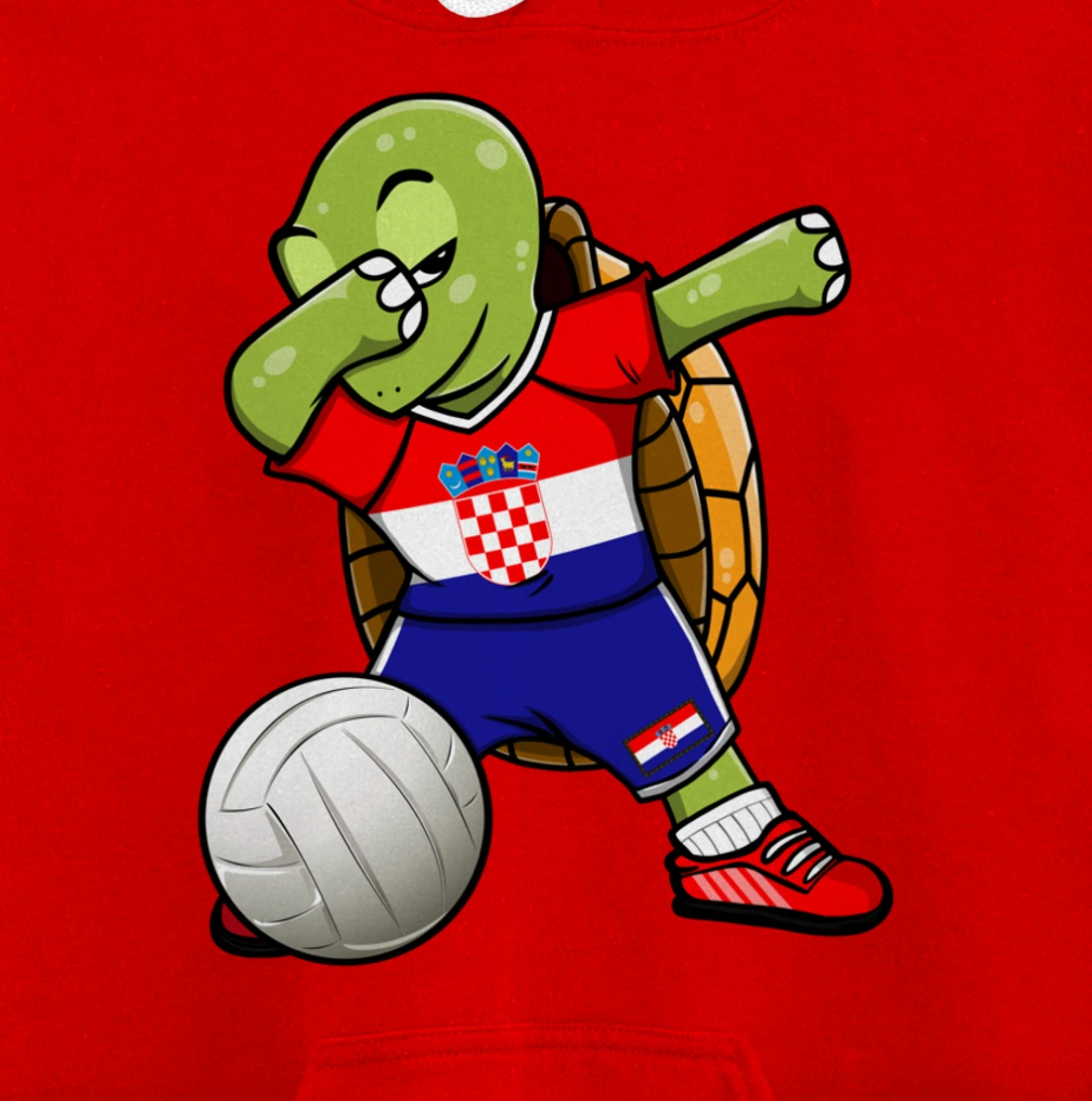 Dabbing Turtle Croatia Volleyball Fans Jersey Croatian Flag Pullover Hoodie