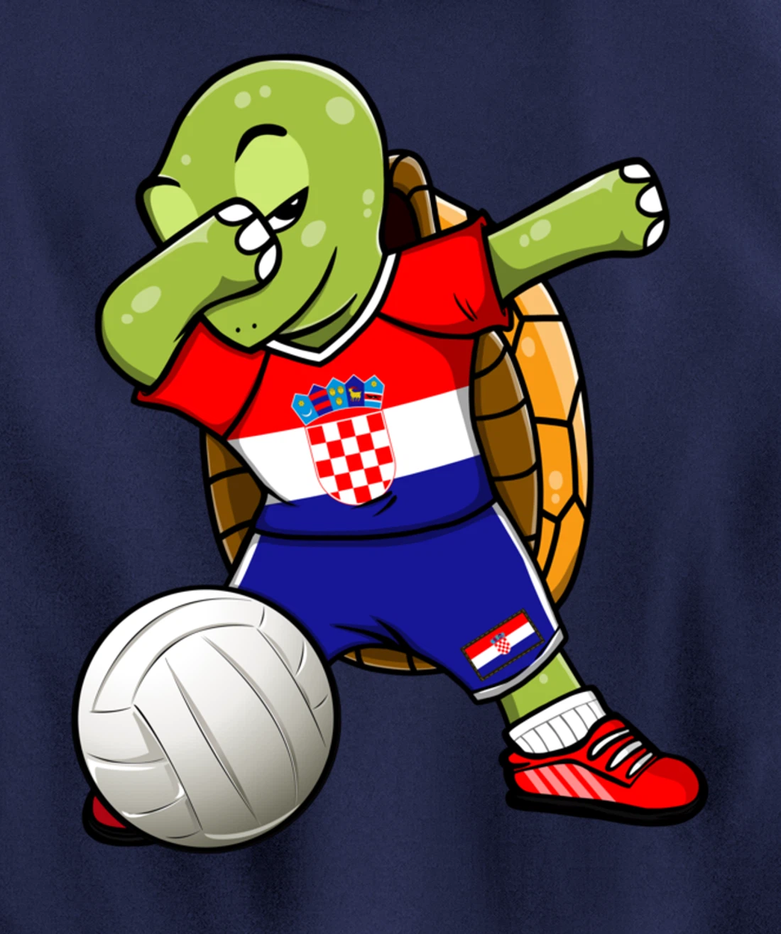 Dabbing Turtle Croatia Volleyball Fans Jersey Croatian Flag Pullover Hoodie