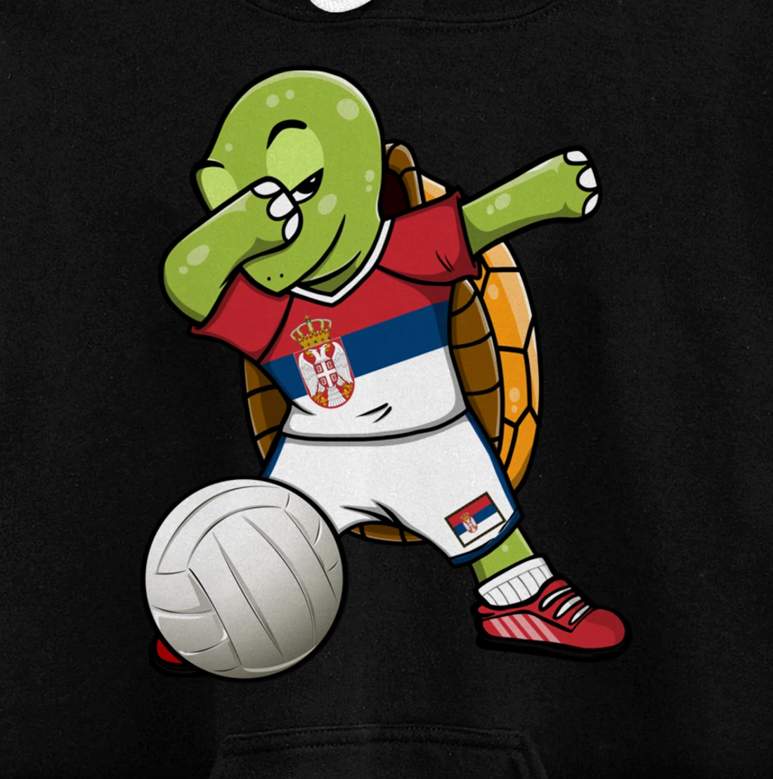 Dabbing Turtle Serbia Volleyball Fans Jersey Serbian Flag Pullover Hoodie
