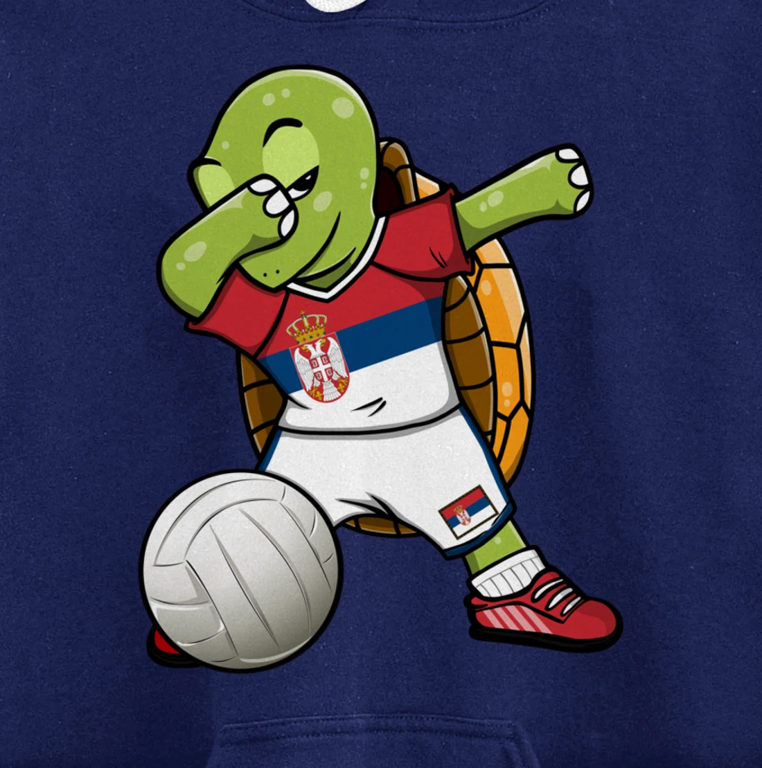 Dabbing Turtle Serbia Volleyball Fans Jersey Serbian Flag Pullover Hoodie