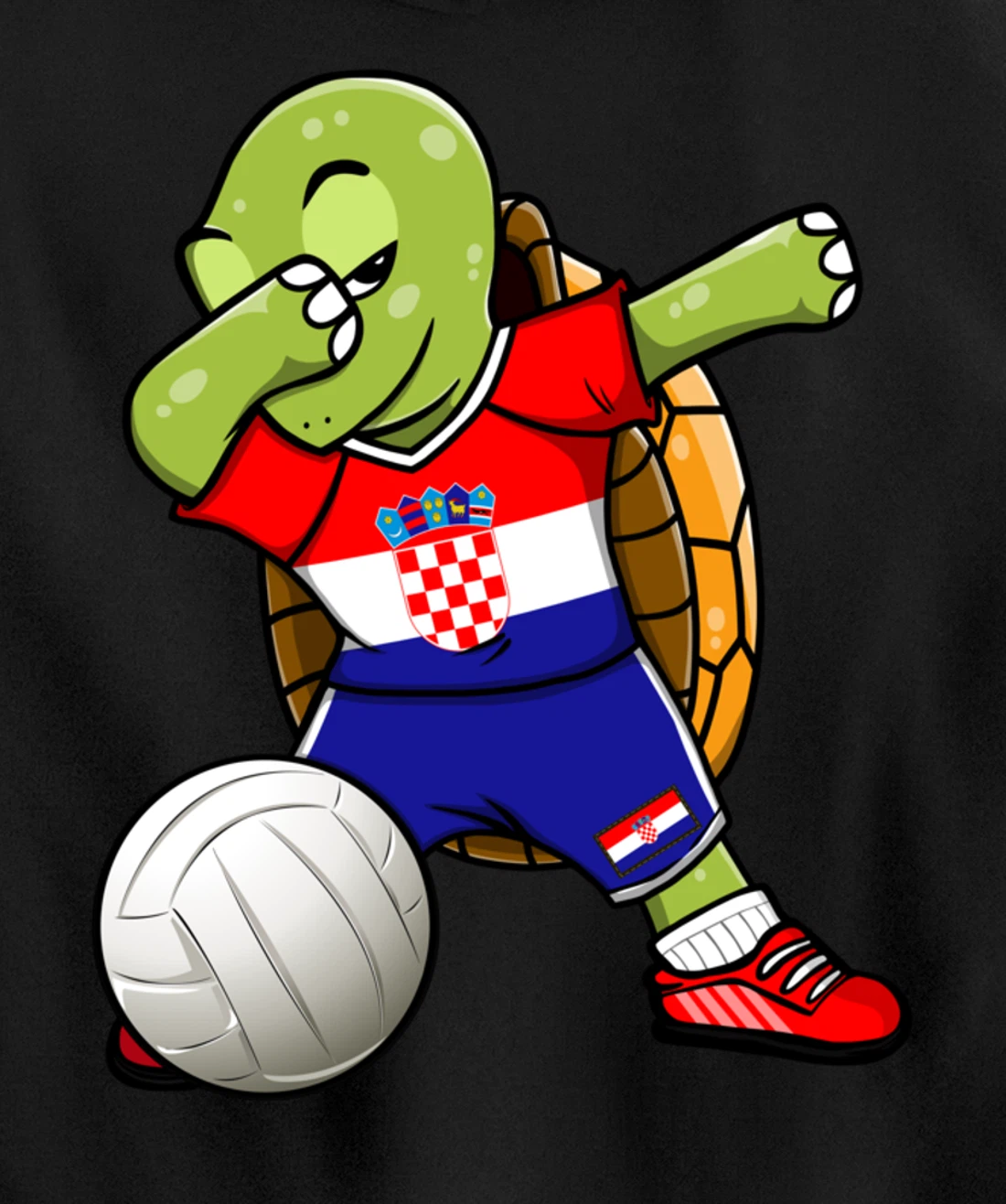 Dabbing Turtle Croatia Volleyball Fans Jersey Croatian Flag Pullover Hoodie