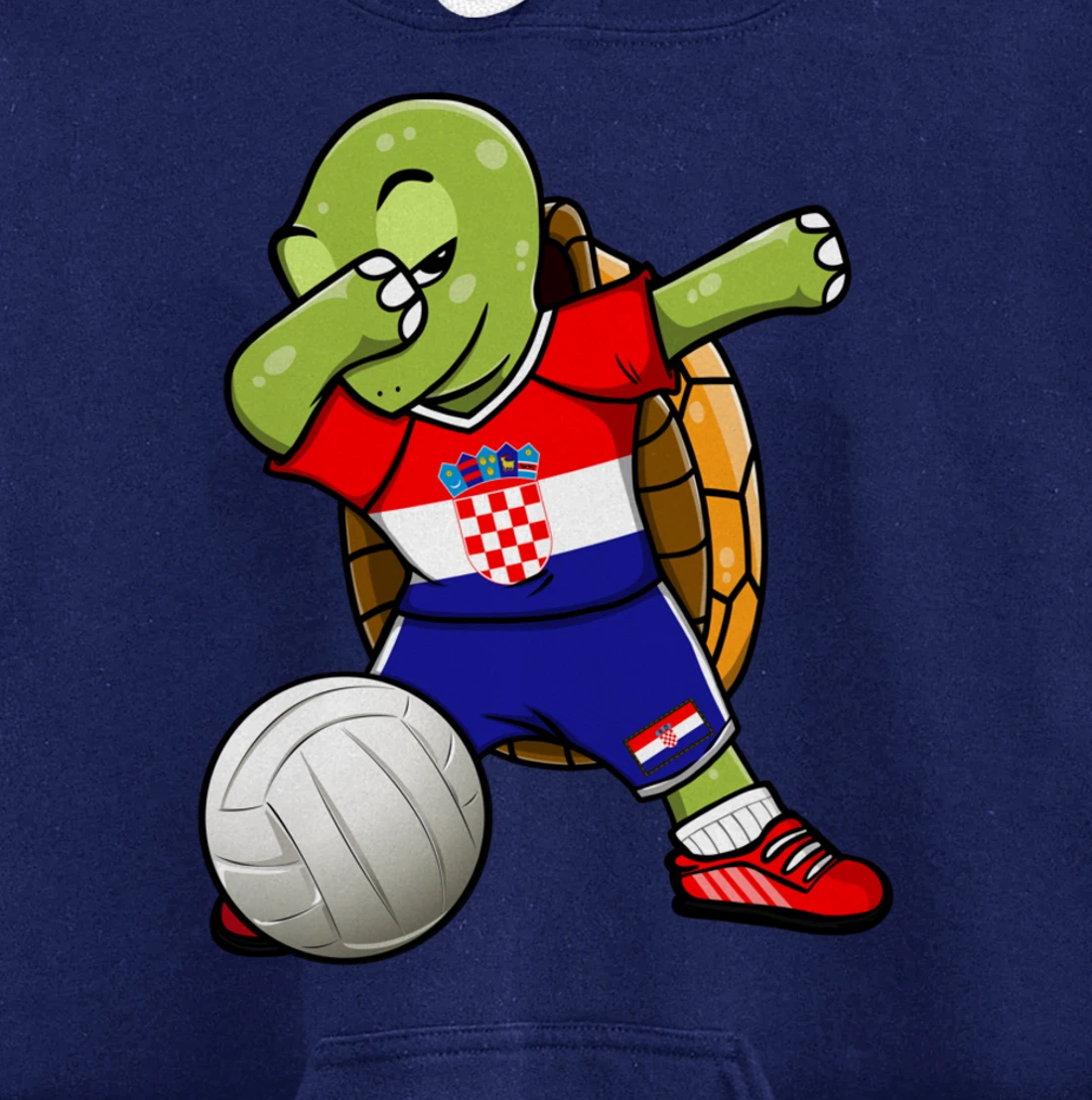 Dabbing Turtle Croatia Volleyball Fans Jersey Croatian Flag Pullover Hoodie