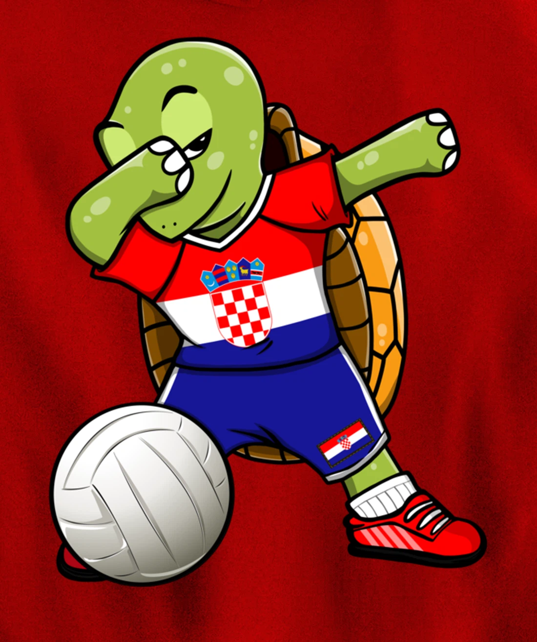 Dabbing Turtle Croatia Volleyball Fans Jersey Croatian Flag Pullover Hoodie
