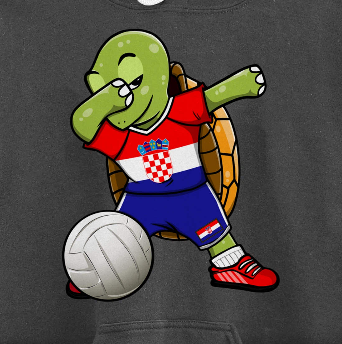 Dabbing Turtle Croatia Volleyball Fans Jersey Croatian Flag Pullover Hoodie