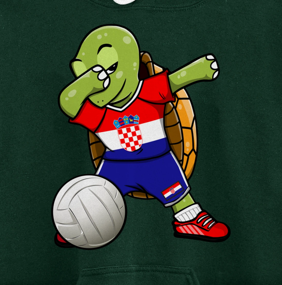 Dabbing Turtle Croatia Volleyball Fans Jersey Croatian Flag Pullover Hoodie