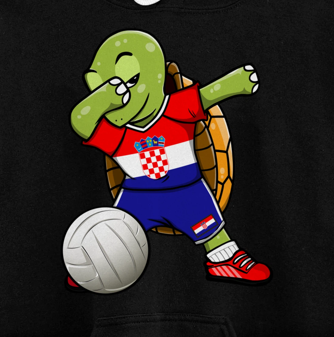 Dabbing Turtle Croatia Volleyball Fans Jersey Croatian Flag Pullover Hoodie