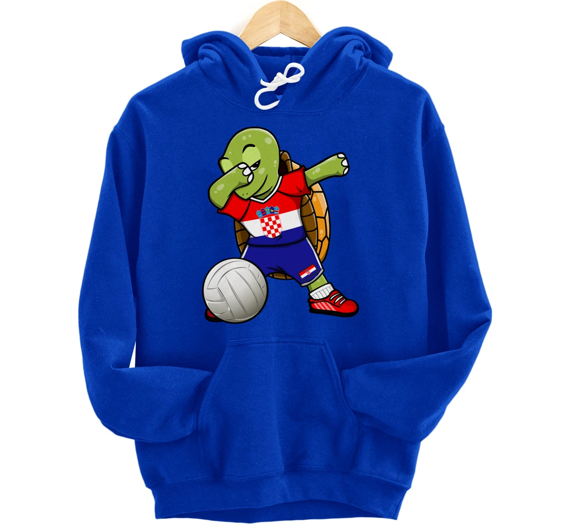 Dabbing Turtle Croatia Volleyball Fans Jersey Croatian Flag Pullover Hoodie