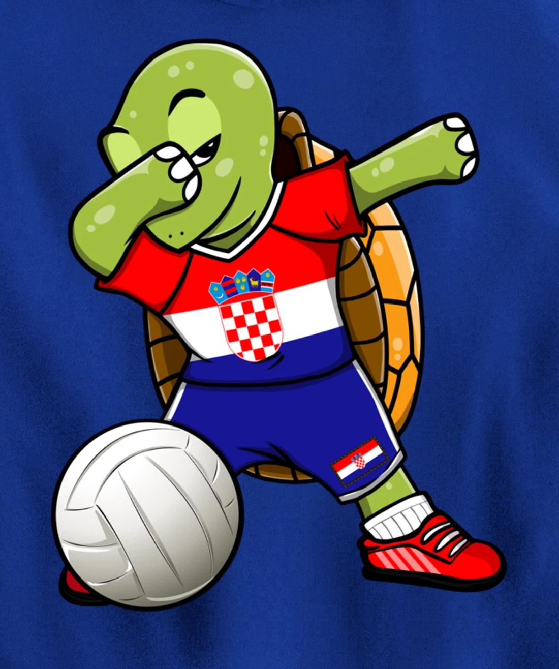 Dabbing Turtle Croatia Volleyball Fans Jersey Croatian Flag Pullover Hoodie