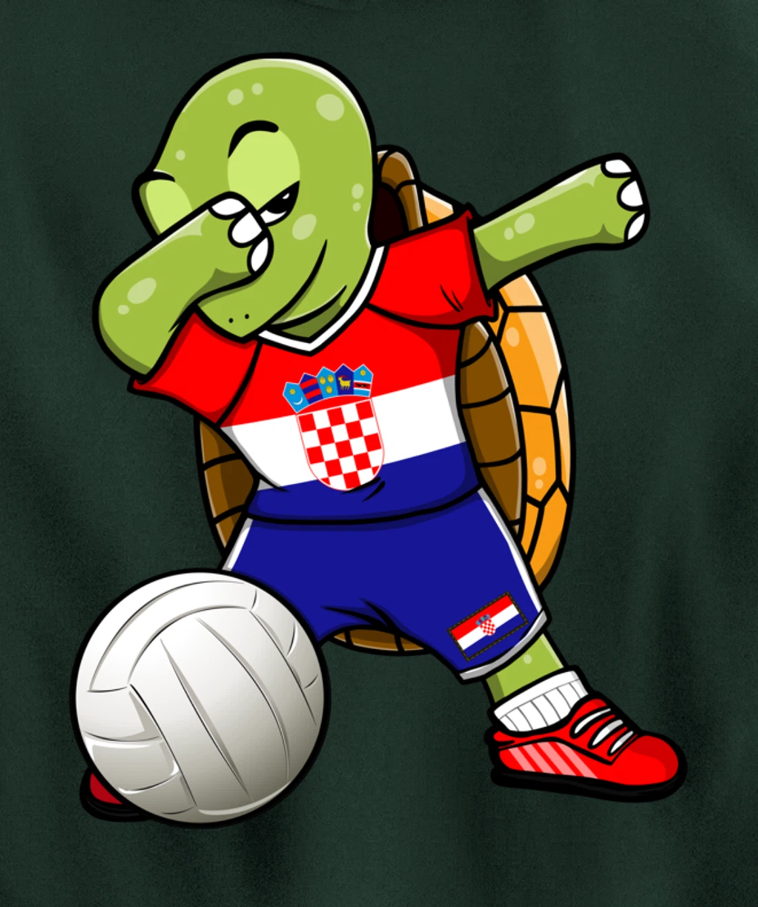 Dabbing Turtle Croatia Volleyball Fans Jersey Croatian Flag Pullover Hoodie