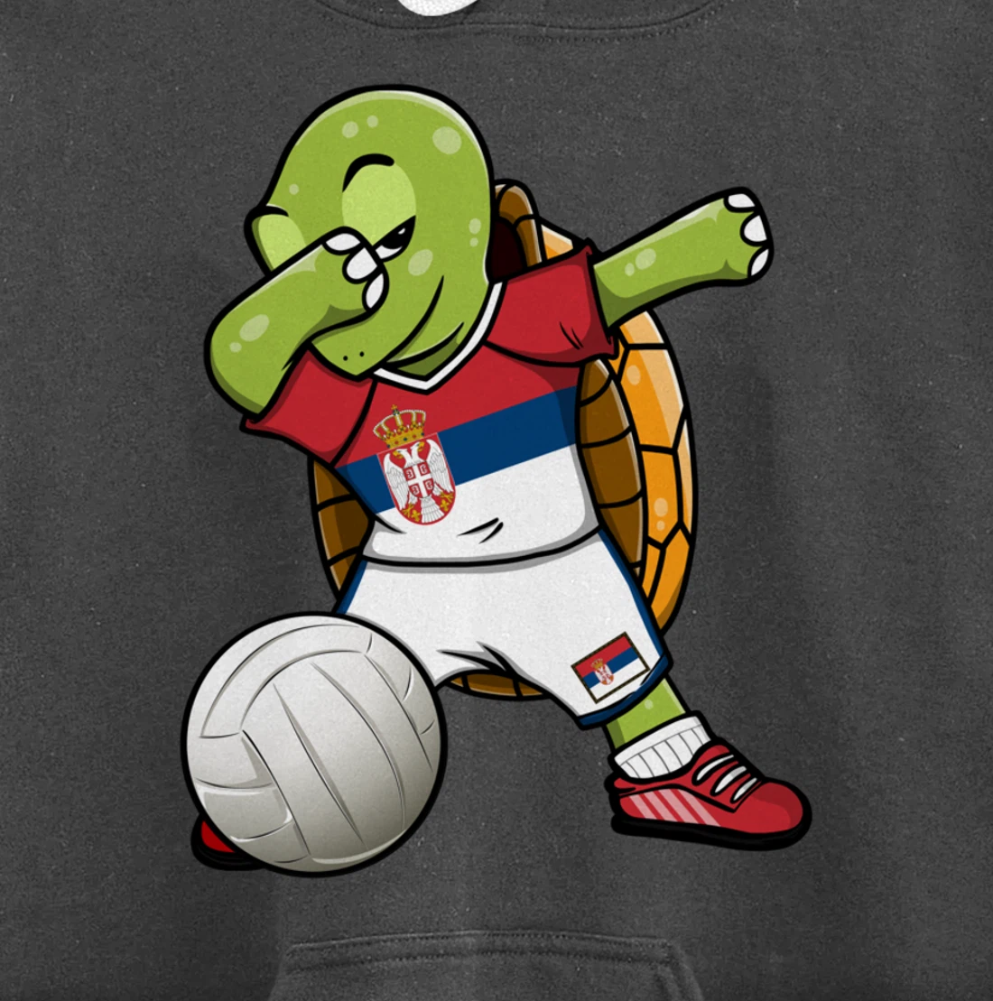 Dabbing Turtle Serbia Volleyball Fans Jersey Serbian Flag Pullover Hoodie