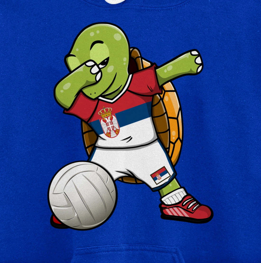 Dabbing Turtle Serbia Volleyball Fans Jersey Serbian Flag Pullover Hoodie