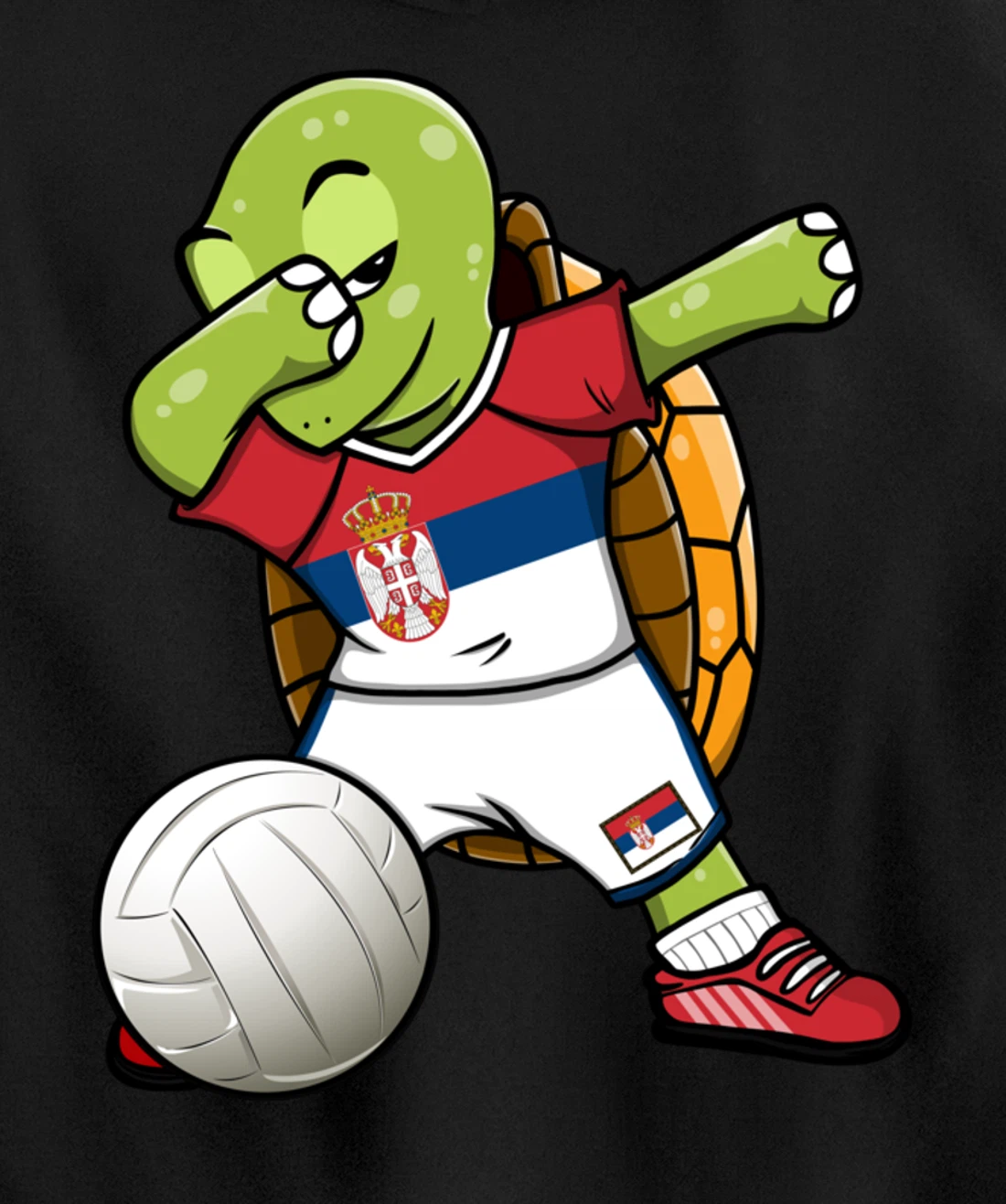 Dabbing Turtle Serbia Volleyball Fans Jersey Serbian Flag Pullover Hoodie