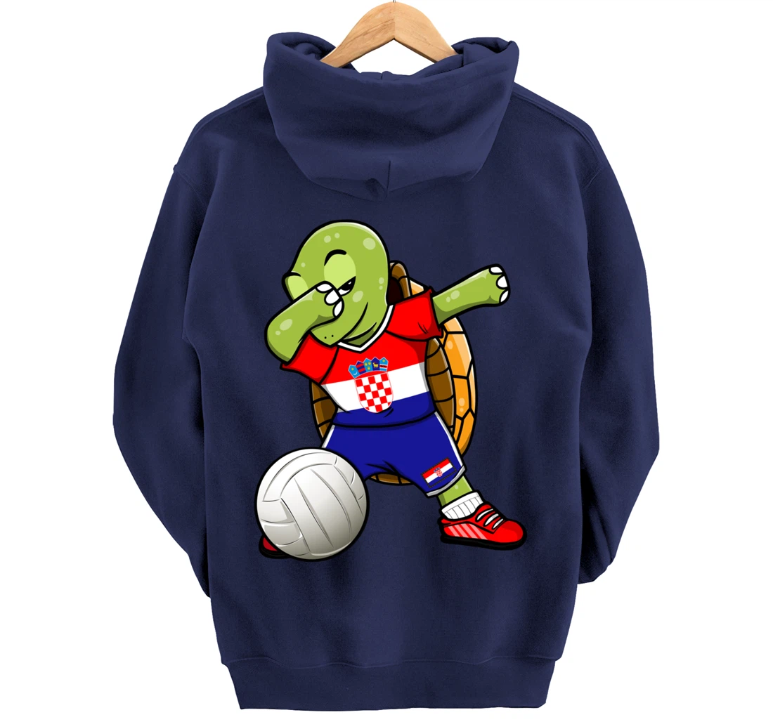 Dabbing Turtle Croatia Volleyball Fans Jersey Croatian Flag Pullover Hoodie