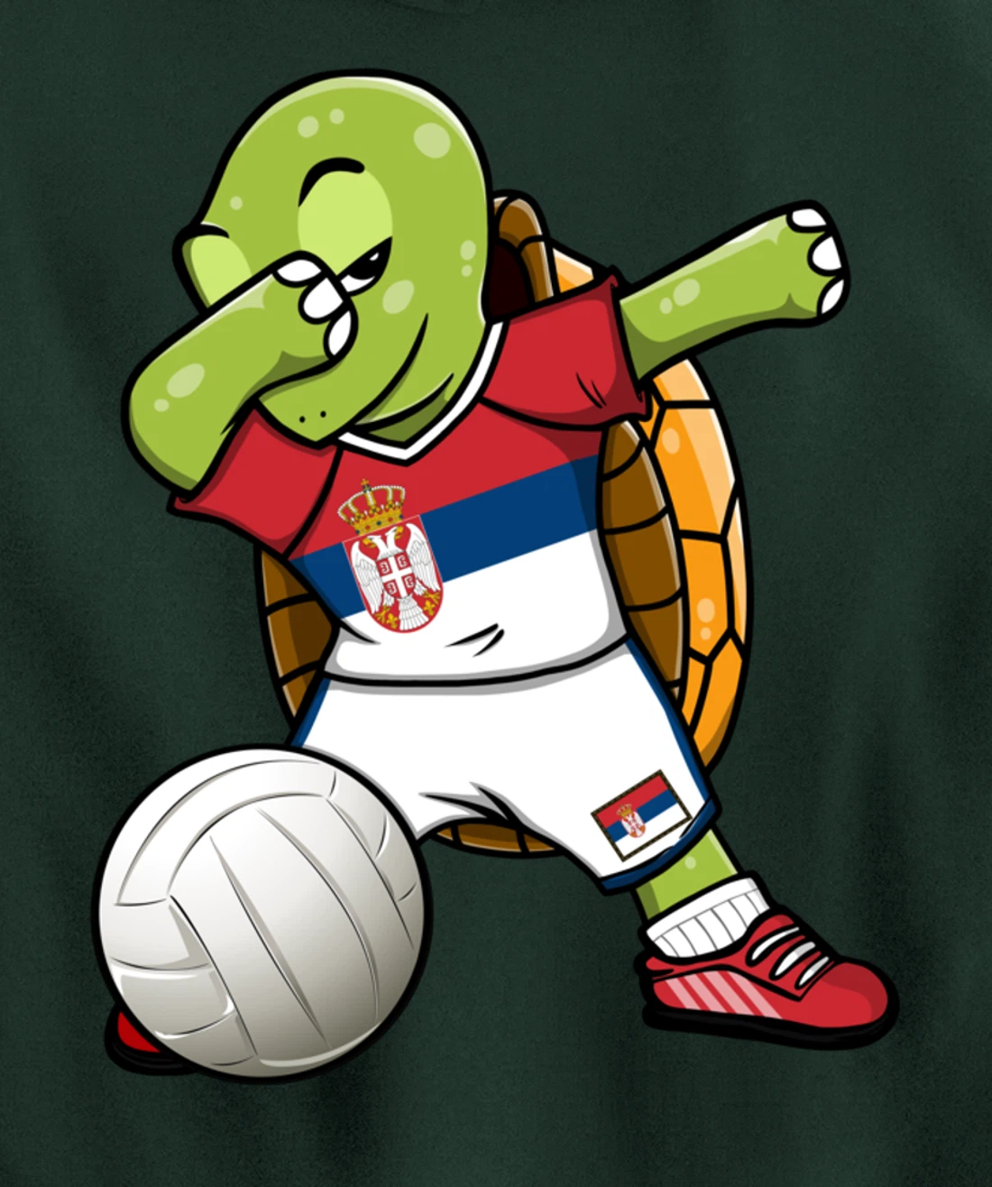 Dabbing Turtle Serbia Volleyball Fans Jersey Serbian Flag Pullover Hoodie