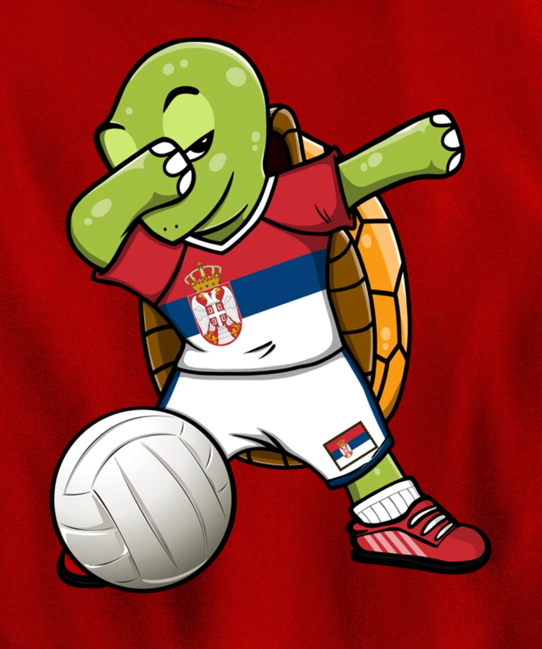 Dabbing Turtle Serbia Volleyball Fans Jersey Serbian Flag Pullover Hoodie