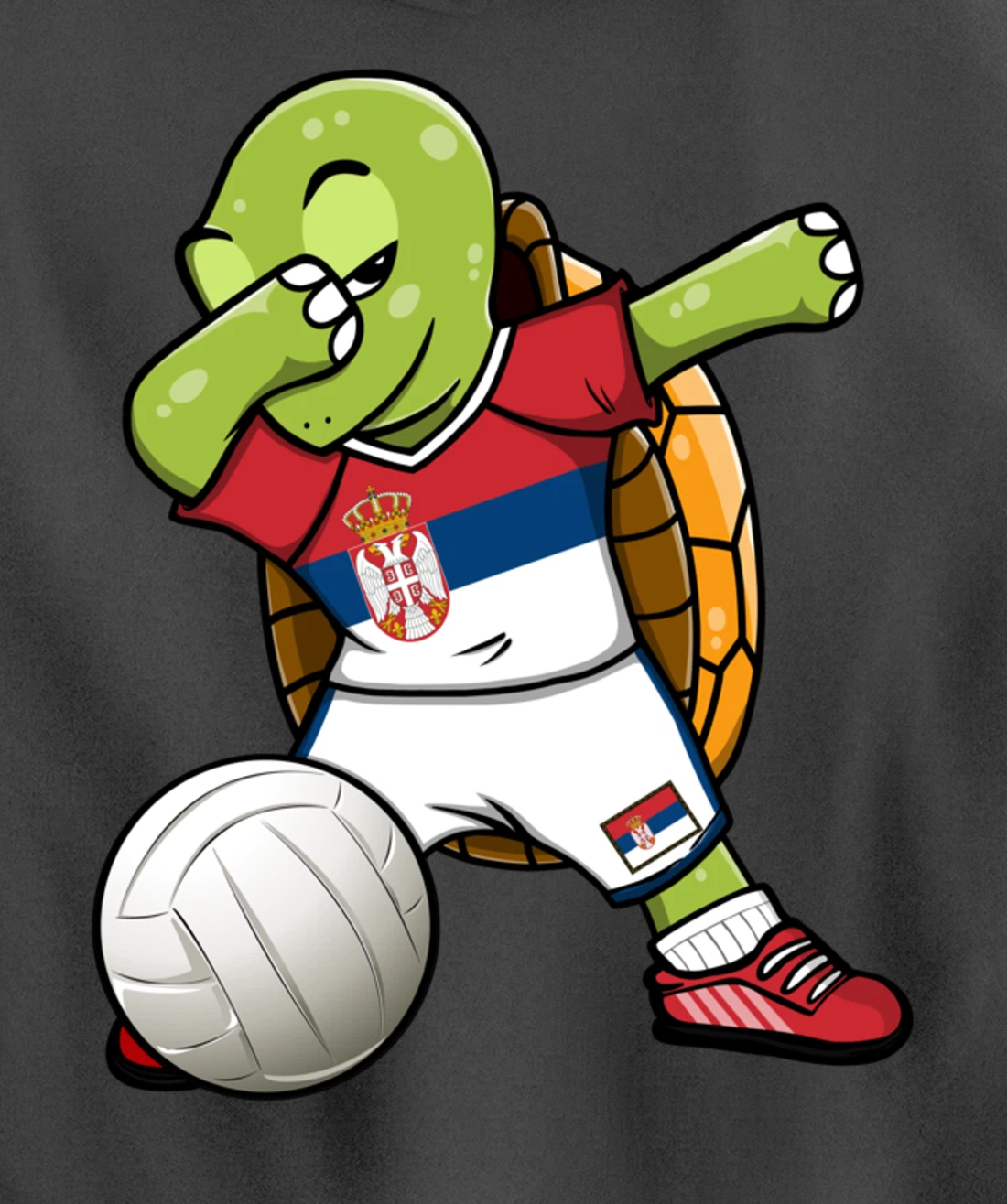 Dabbing Turtle Serbia Volleyball Fans Jersey Serbian Flag Pullover Hoodie