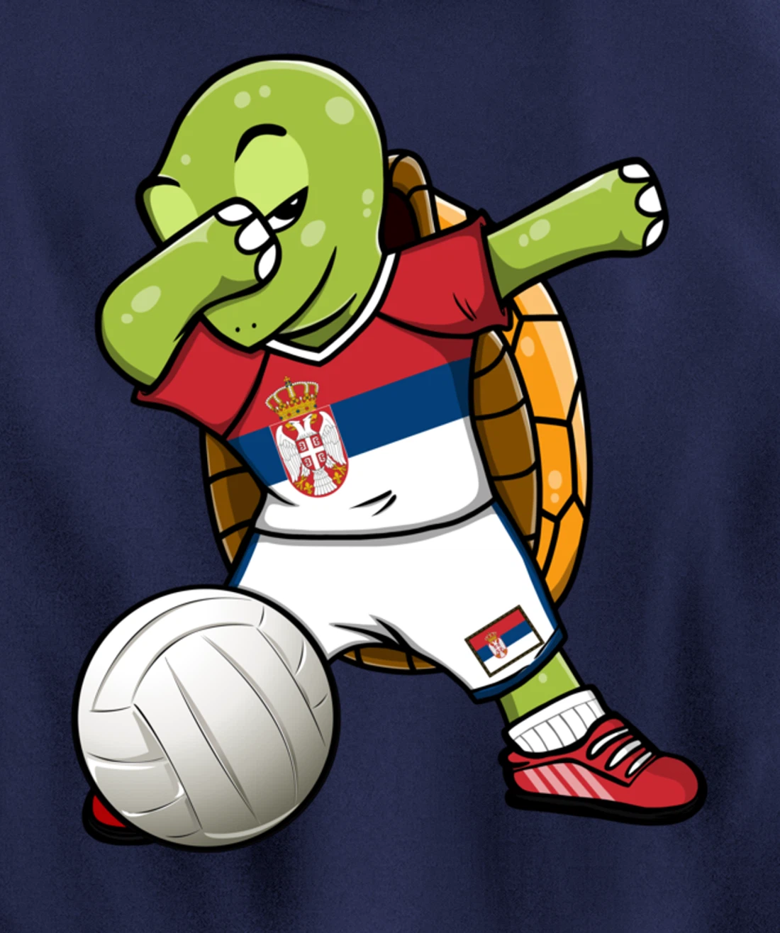 Dabbing Turtle Serbia Volleyball Fans Jersey Serbian Flag Pullover Hoodie