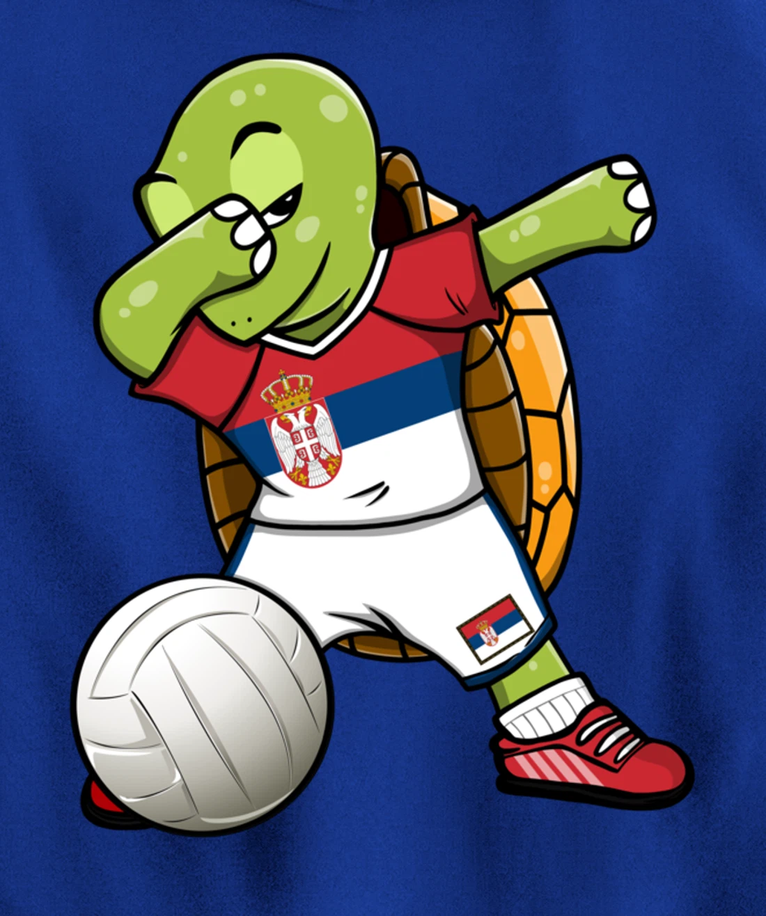 Dabbing Turtle Serbia Volleyball Fans Jersey Serbian Flag Pullover Hoodie