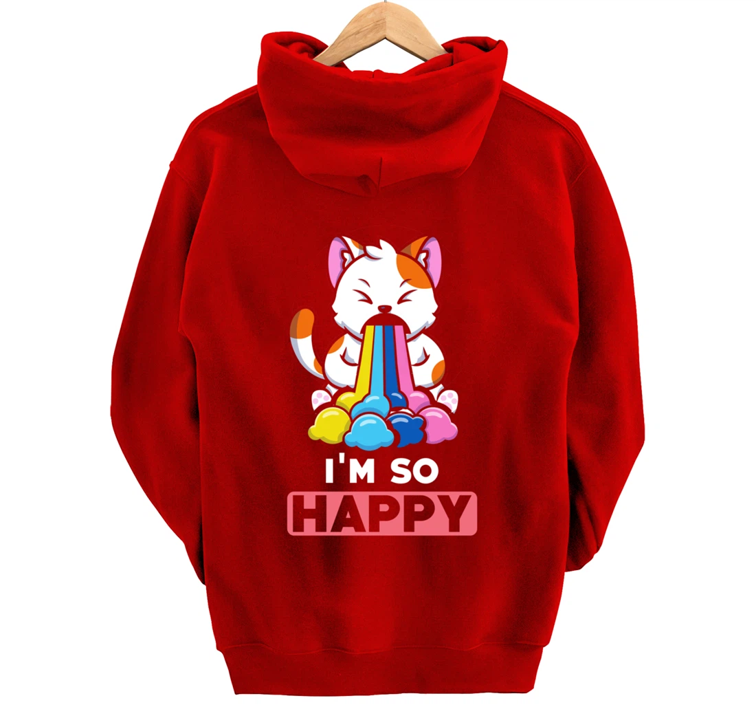 Kawaii funny Animals - Im so Happy - Cat Pullover Hoodie