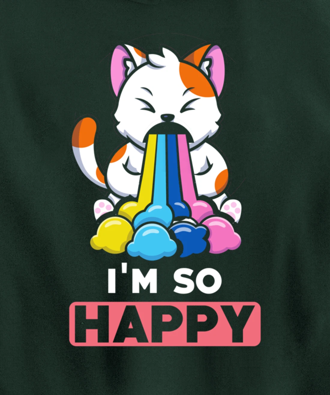 Kawaii funny Animals - Im so Happy - Cat Pullover Hoodie