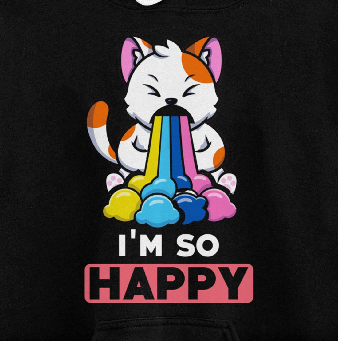 Kawaii funny Animals - Im so Happy - Cat Pullover Hoodie