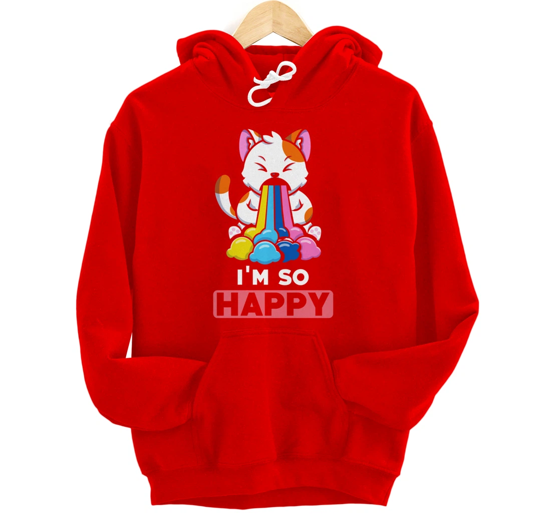 Kawaii funny Animals - Im so Happy - Cat Pullover Hoodie