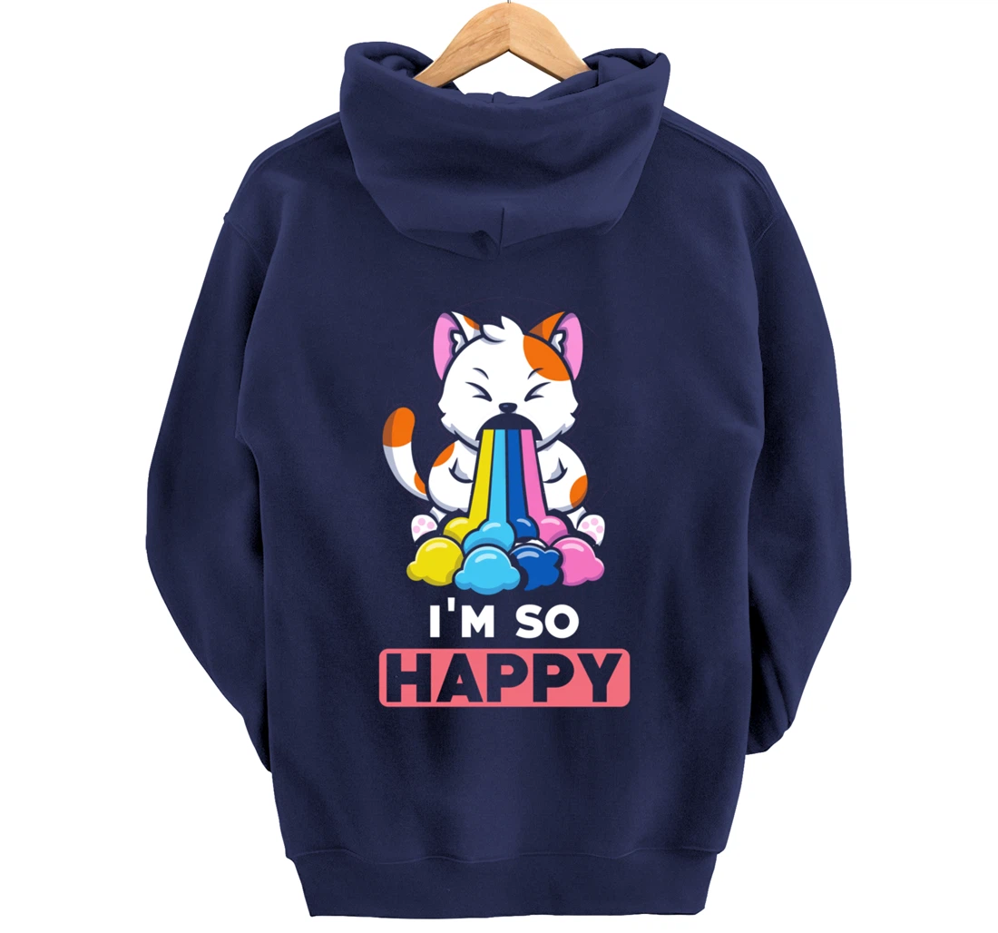 Kawaii funny Animals - Im so Happy - Cat Pullover Hoodie