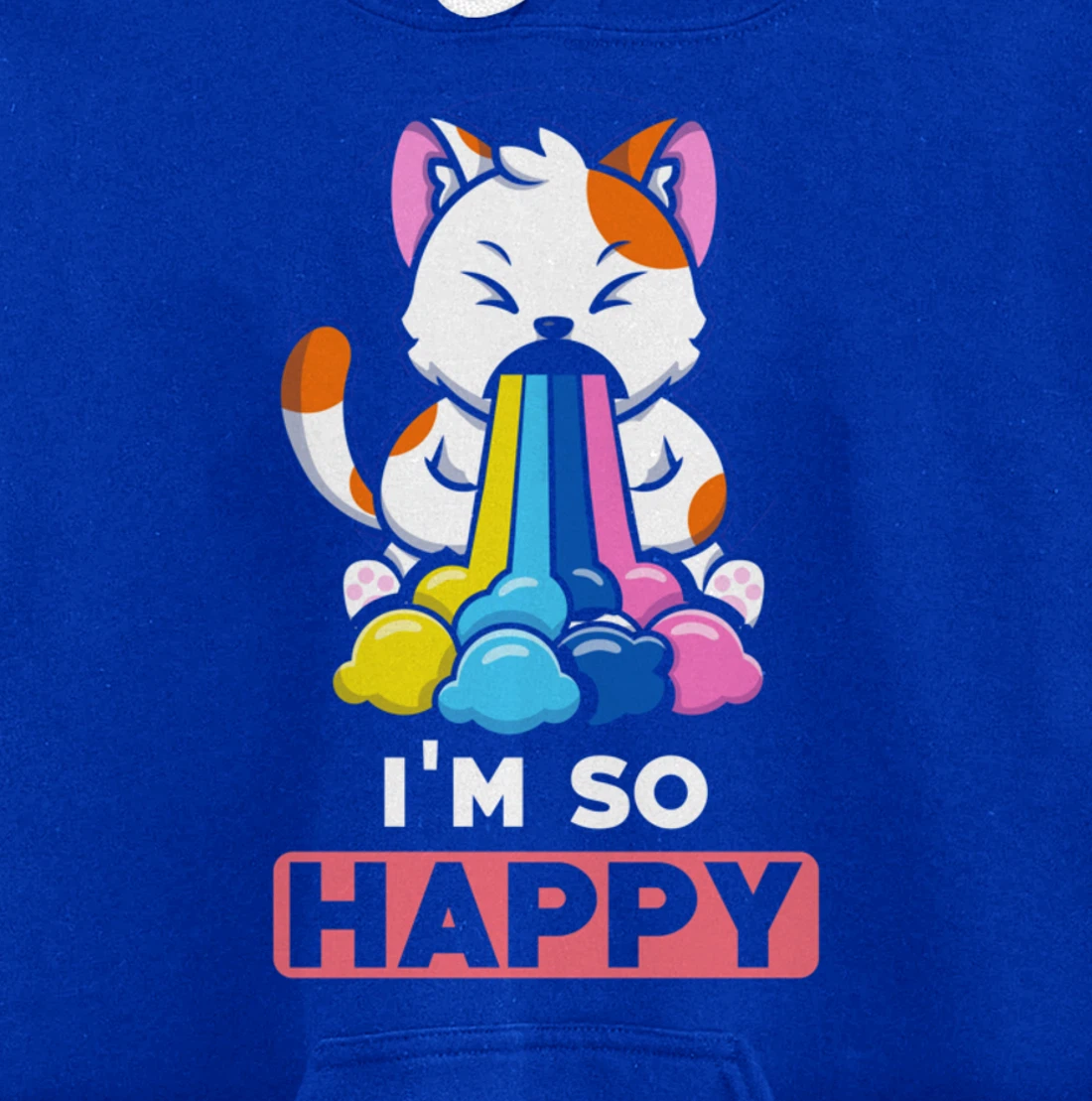 Kawaii funny Animals - Im so Happy - Cat Pullover Hoodie