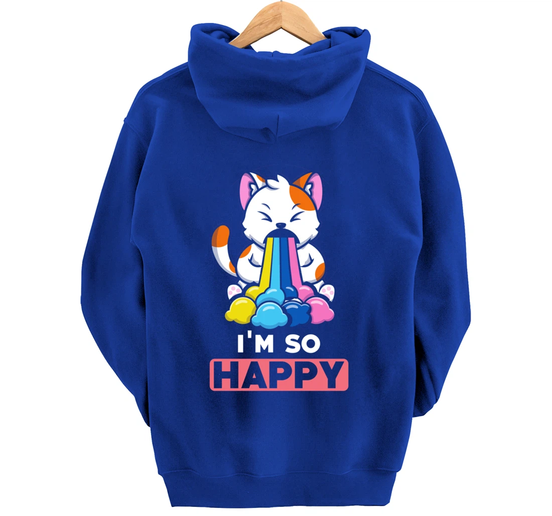 Kawaii funny Animals - Im so Happy - Cat Pullover Hoodie