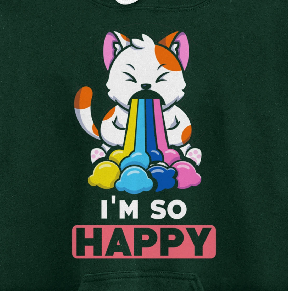 Kawaii funny Animals - Im so Happy - Cat Pullover Hoodie