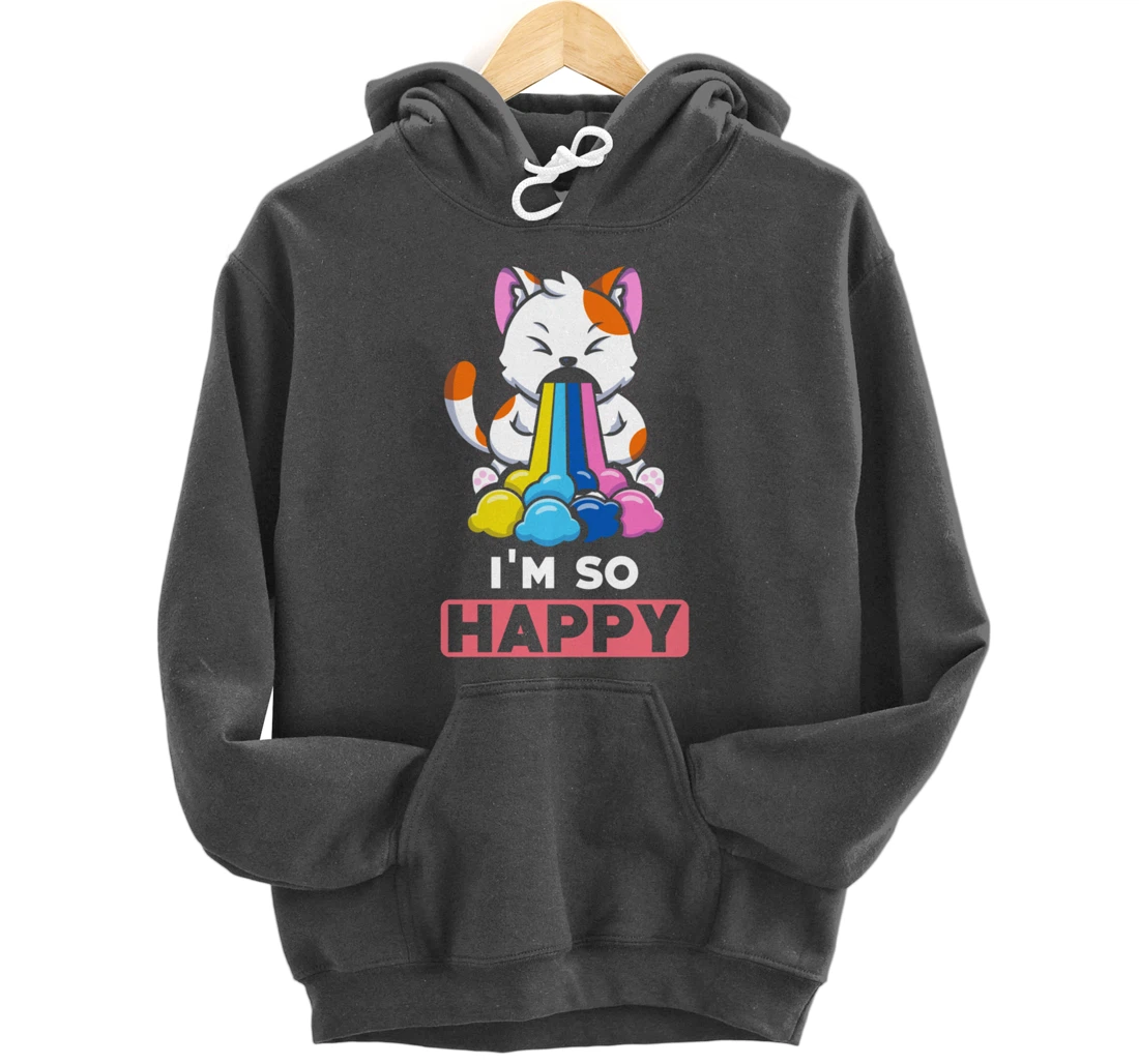 Kawaii funny Animals - Im so Happy - Cat Pullover Hoodie