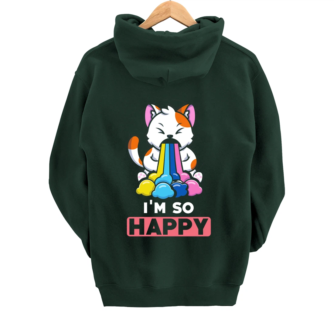 Kawaii funny Animals - Im so Happy - Cat Pullover Hoodie