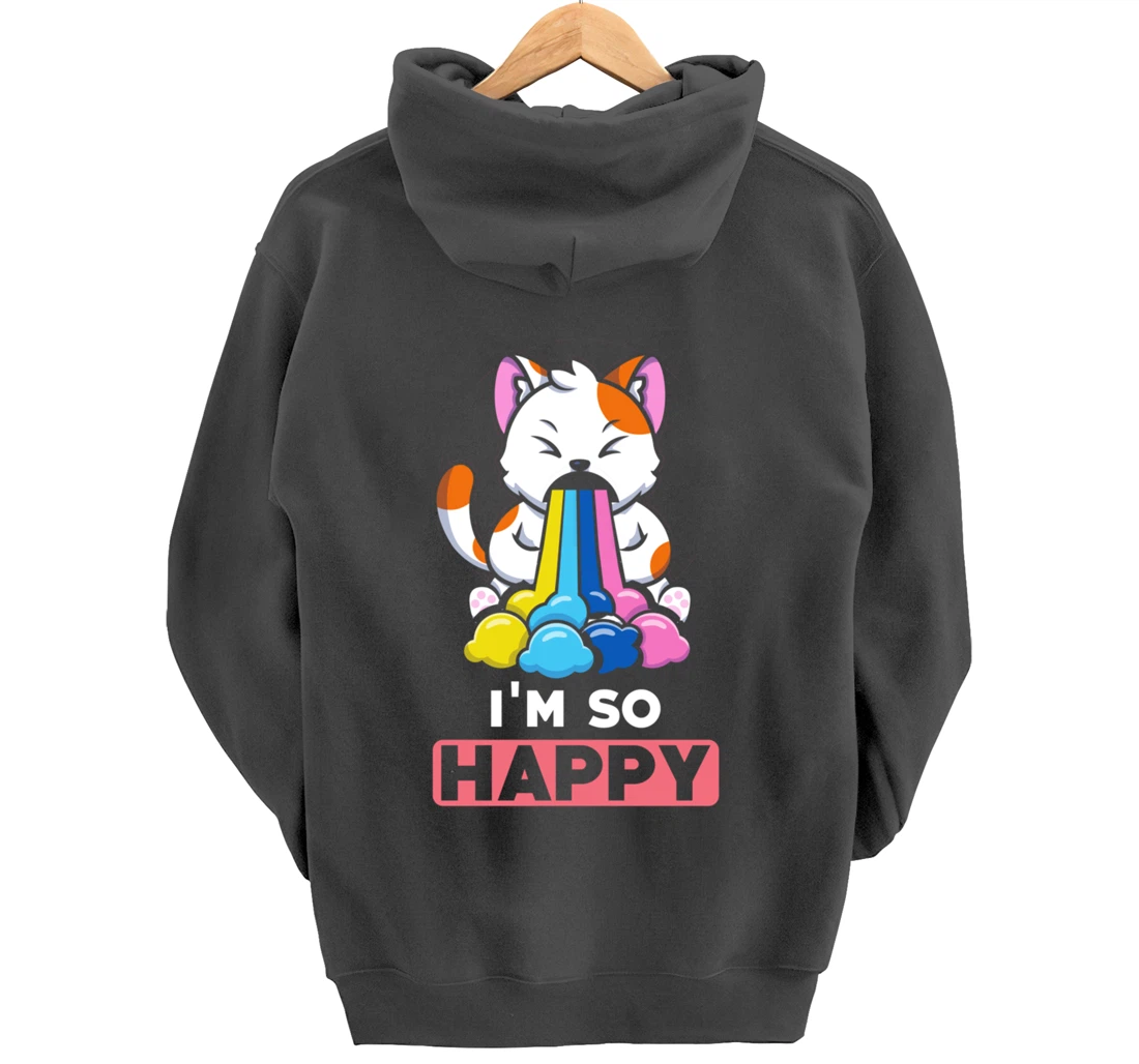 Kawaii funny Animals - Im so Happy - Cat Pullover Hoodie