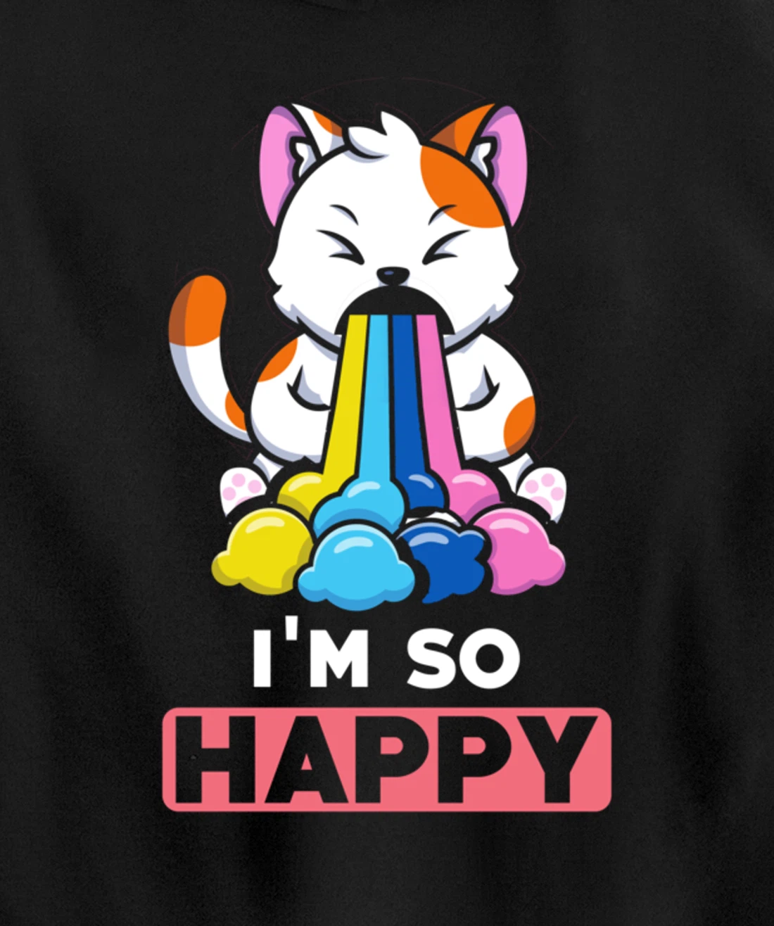Kawaii funny Animals - Im so Happy - Cat Pullover Hoodie