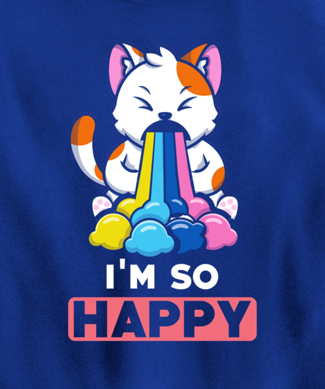 Kawaii funny Animals - Im so Happy - Cat Pullover Hoodie