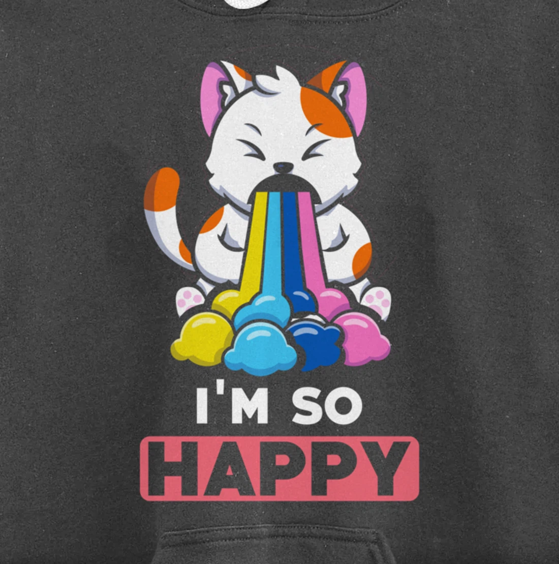 Kawaii funny Animals - Im so Happy - Cat Pullover Hoodie