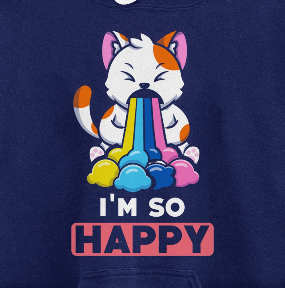 Kawaii funny Animals - Im so Happy - Cat Pullover Hoodie