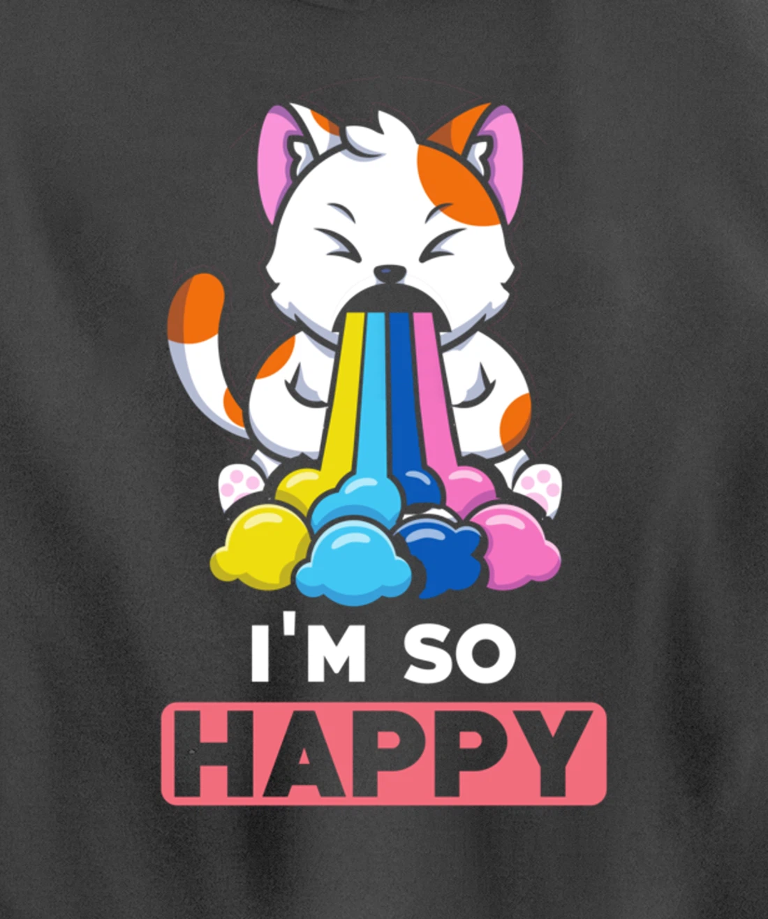 Kawaii funny Animals - Im so Happy - Cat Pullover Hoodie