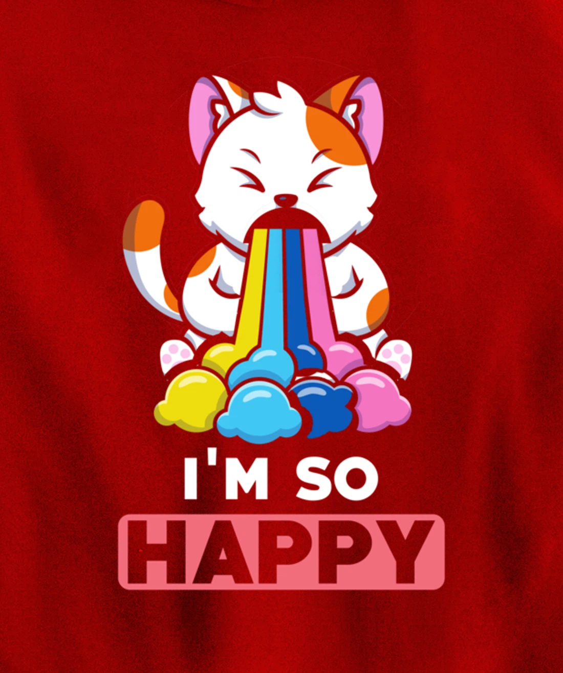 Kawaii funny Animals - Im so Happy - Cat Pullover Hoodie