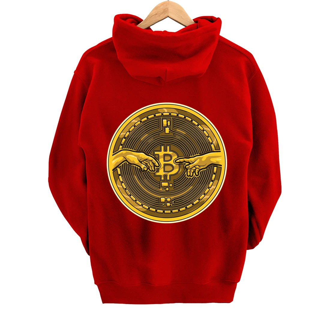 Michelangelo Hands Bitcoin Creation Of Adam Crypto Coin Pullover Hoodie