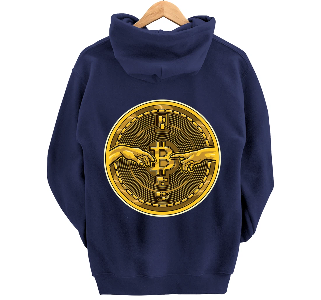 Michelangelo Hands Bitcoin Creation Of Adam Crypto Coin Pullover Hoodie