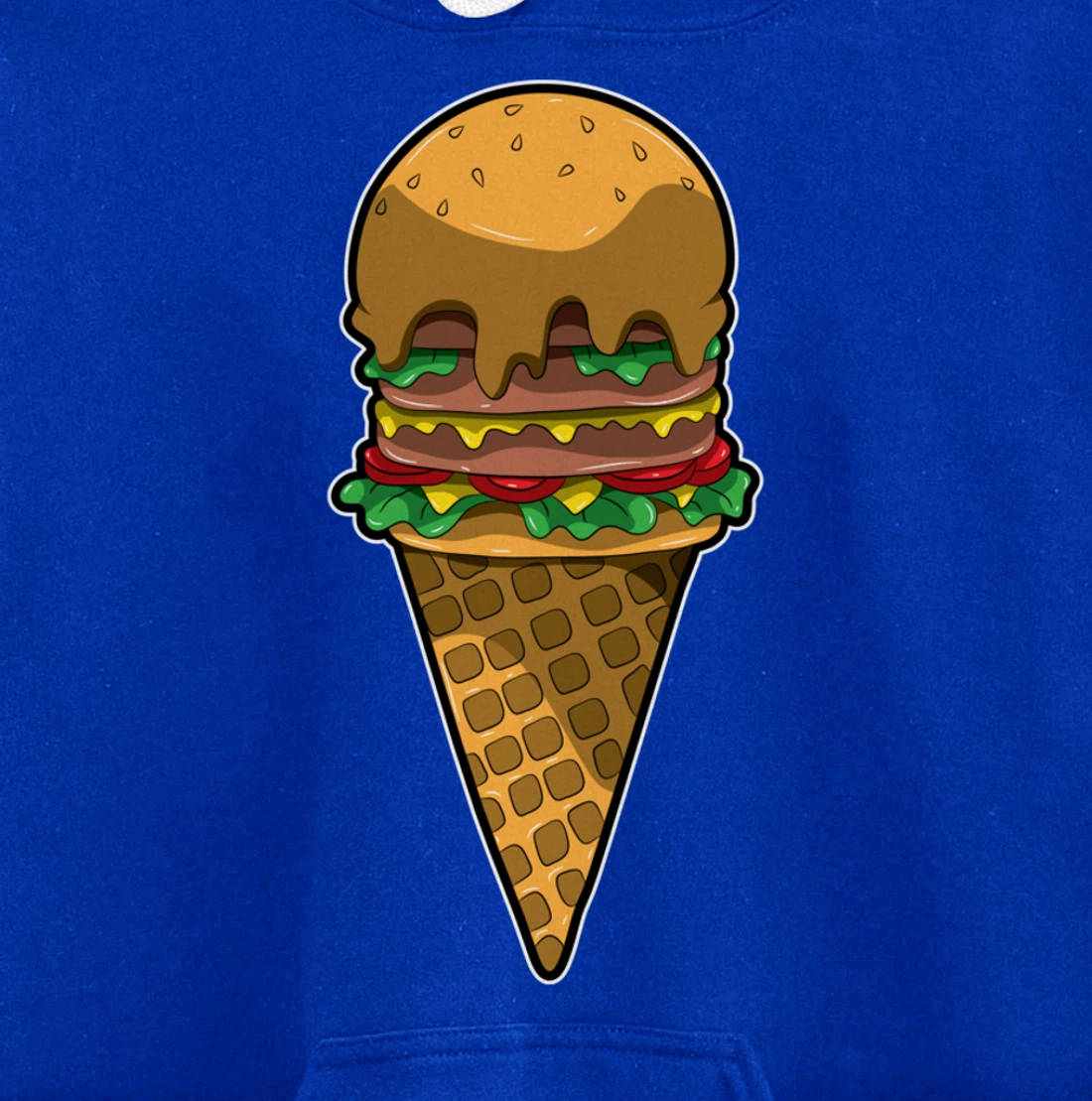 Cute Burger Icecream Cone Fast Food Fun Kawaii Illustration Pullover Hoodie