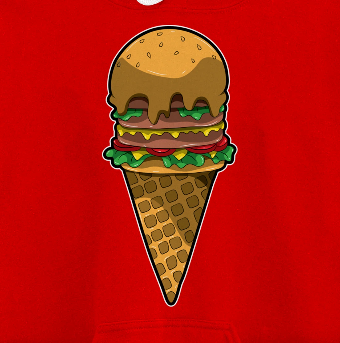 Cute Burger Icecream Cone Fast Food Fun Kawaii Illustration Pullover Hoodie