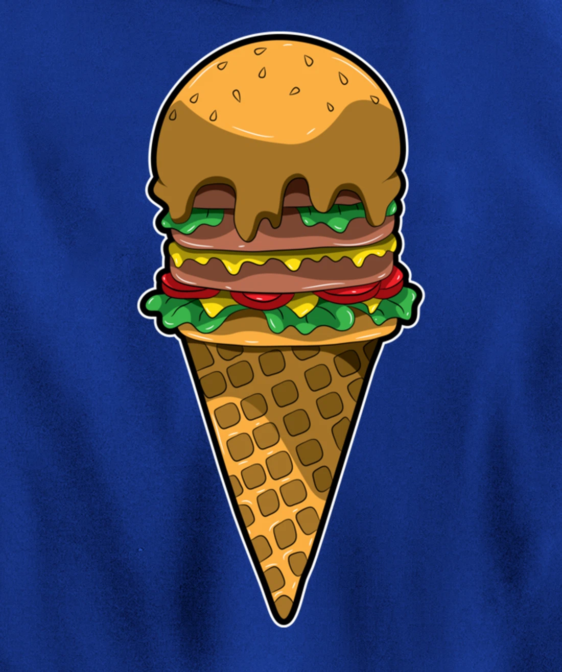 Cute Burger Icecream Cone Fast Food Fun Kawaii Illustration Pullover Hoodie